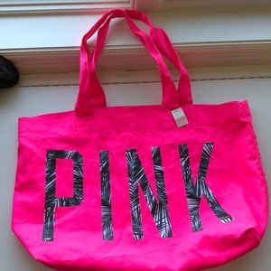 PINK neon pink canvas tote